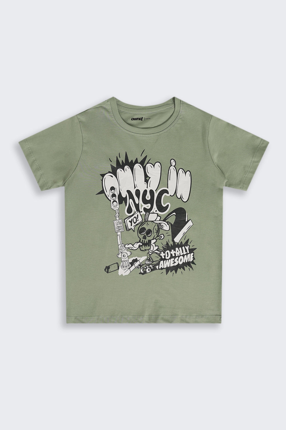 Green Cartoon Regular Fit T-Shirt For Tweens Boys