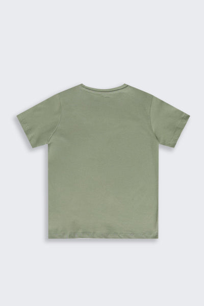 Green Cartoon Regular Fit T-Shirt For Tweens Boys