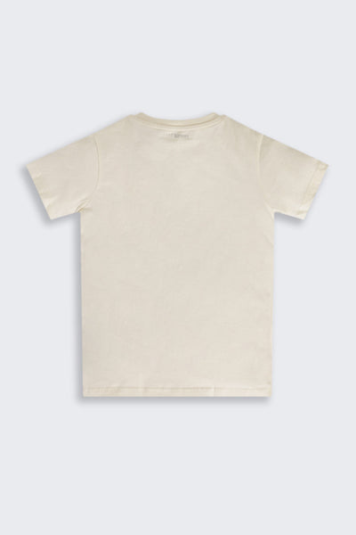 Cream Graphic Regular Fit T-Shirt For Tweens Boys