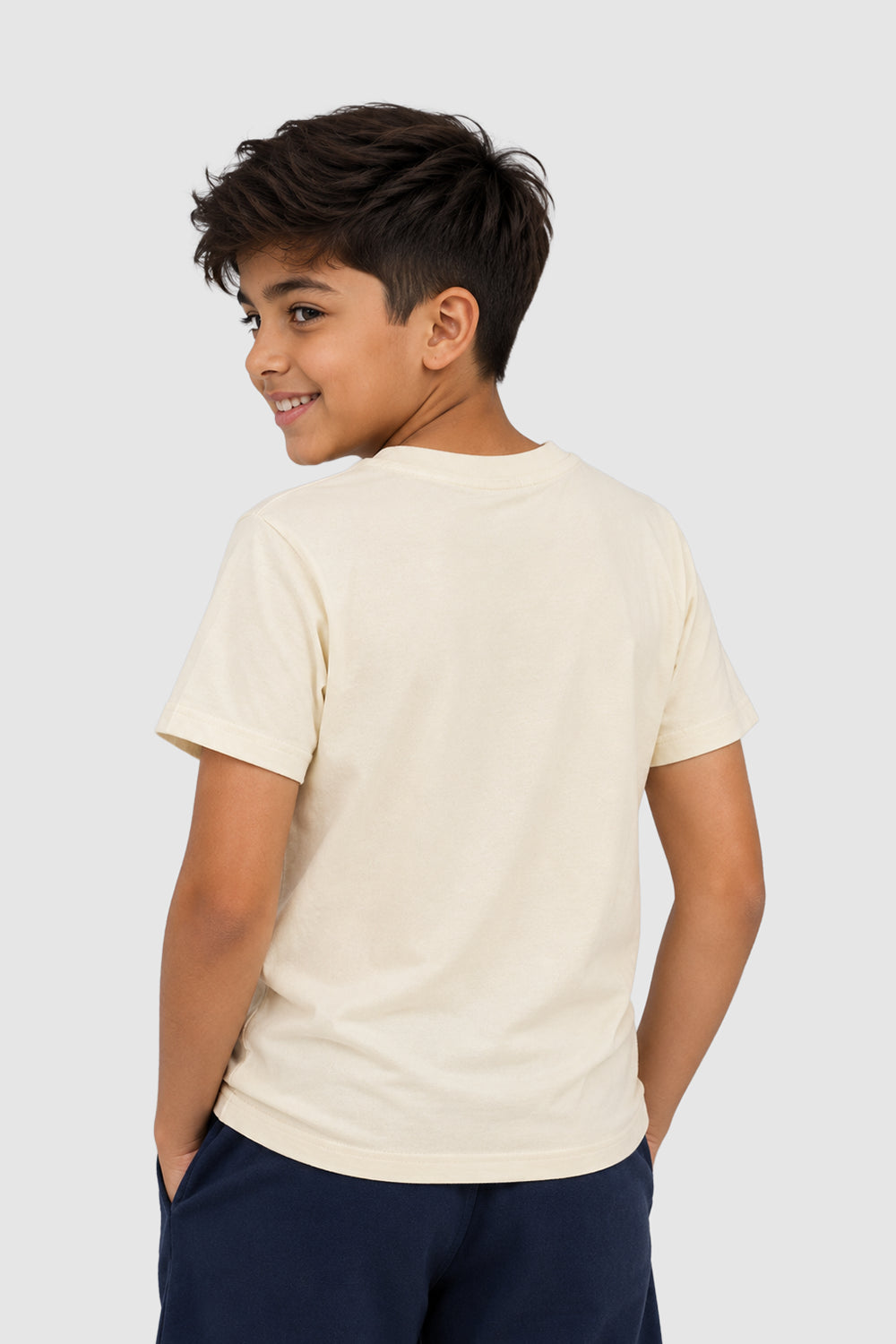 Cream Graphic Regular Fit T-Shirt For Tweens Boys