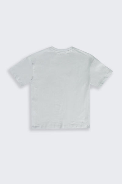 Light Blue Graphic Regular Fit T-Shirt For Tweens Boys