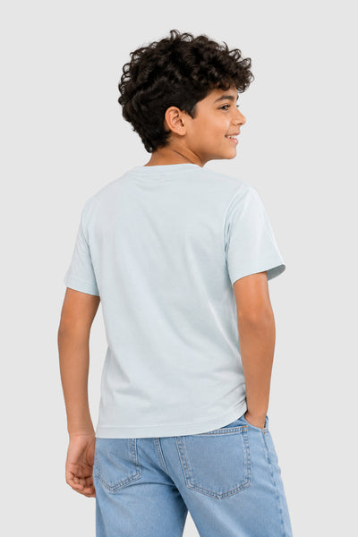 Light Blue Graphic Regular Fit T-Shirt For Tweens Boys