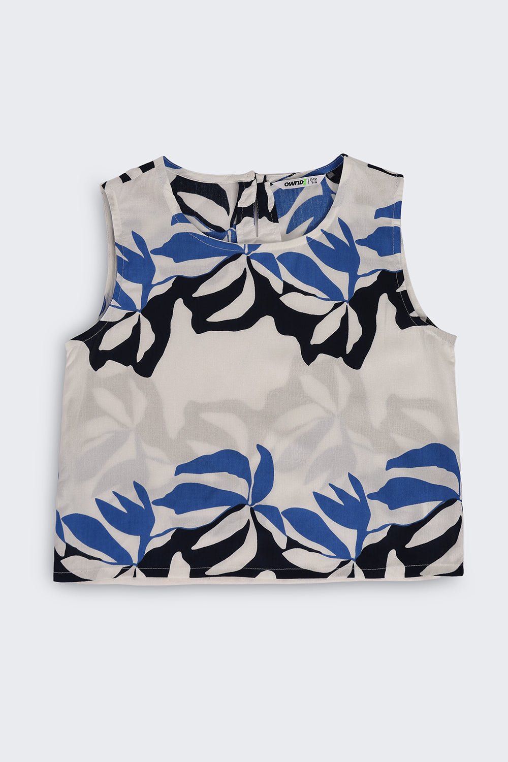 Blue Leaf Print Wide Leg Fit Co Ord Set For Tweens Girls