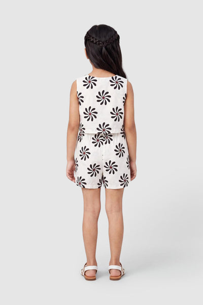 Off White Floral Regular Fit Co Ord Set For Tweens Girls