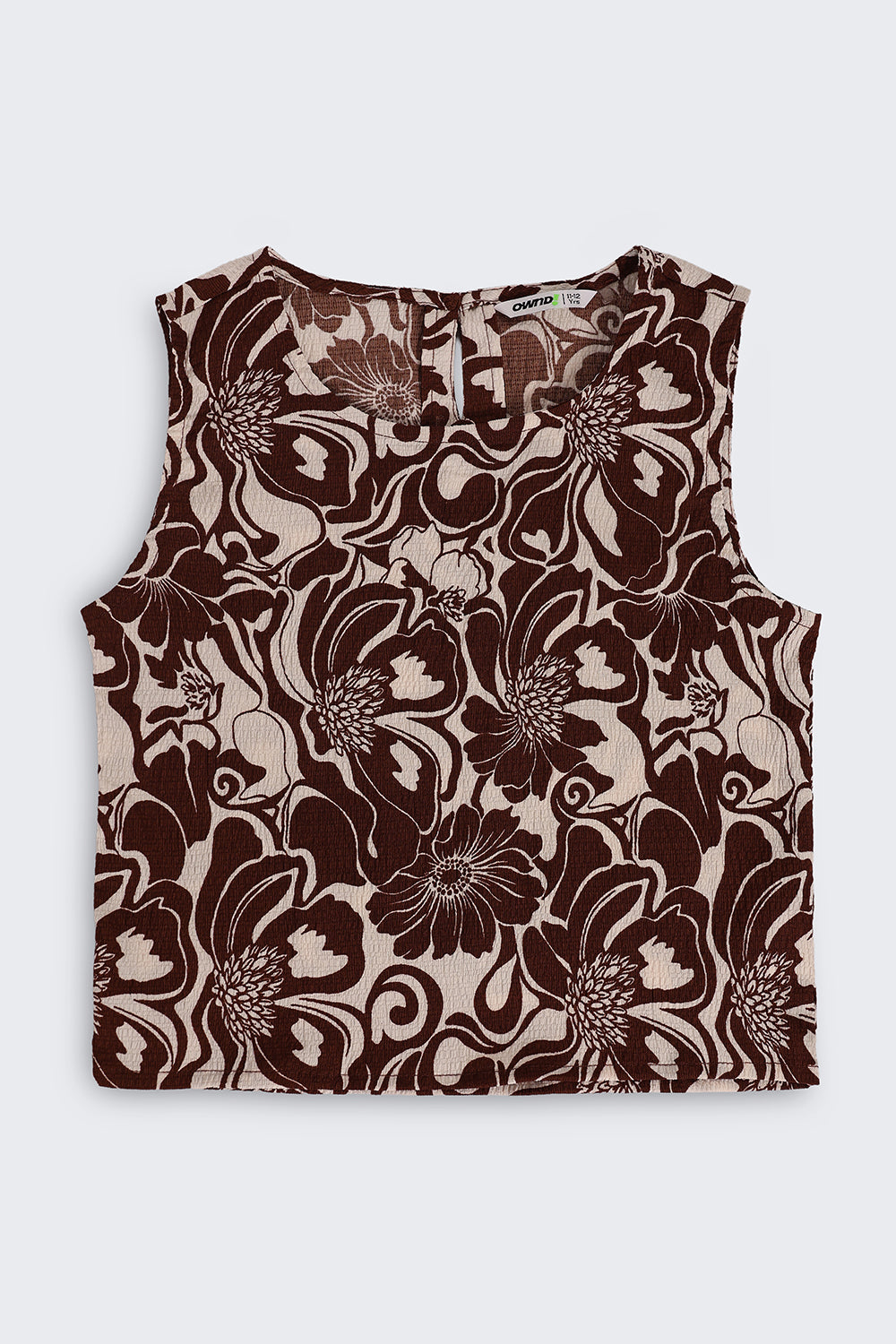 Brown Botanical Regular Fit Co Ord Set For Tweens Girls