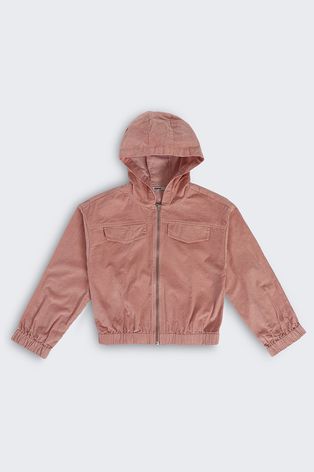 Pink Textured Regular Fit Jacket For Tweens Girls