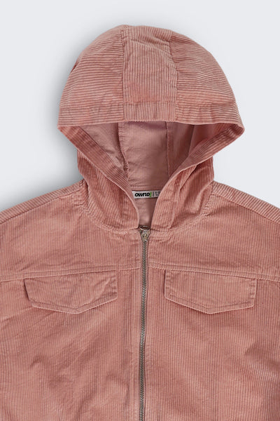 Pink Textured Regular Fit Jacket For Tweens Girls