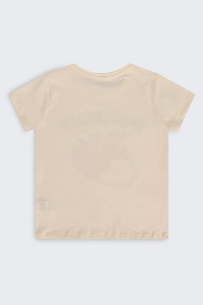 Off White Graphic Regular Fit T-Shirt For Tweens Girls