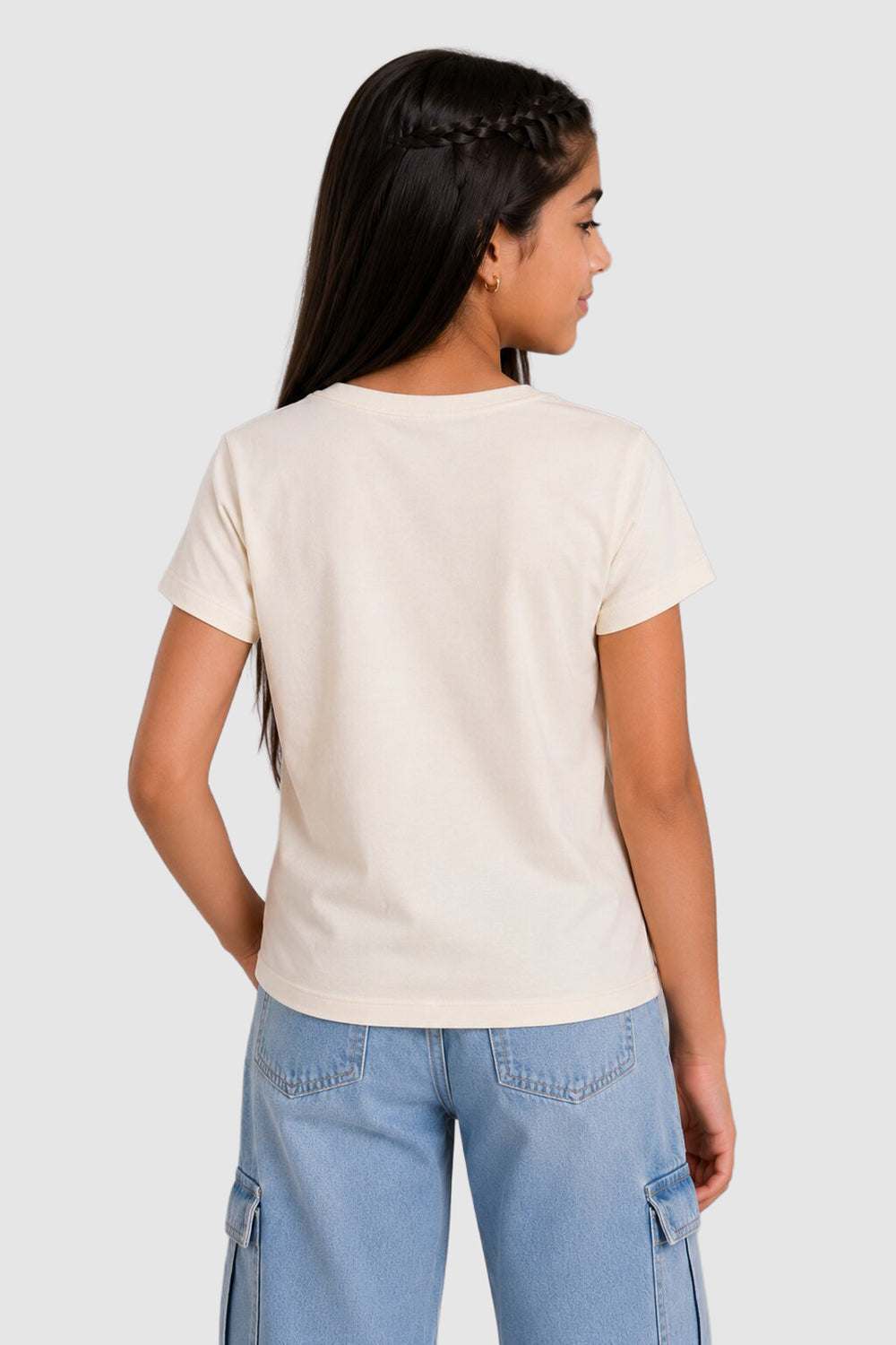 Off White Graphic Regular Fit T-Shirt For Tweens Girls