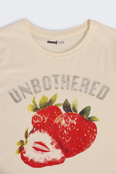 Off White Graphic Regular Fit T-Shirt For Tweens Girls