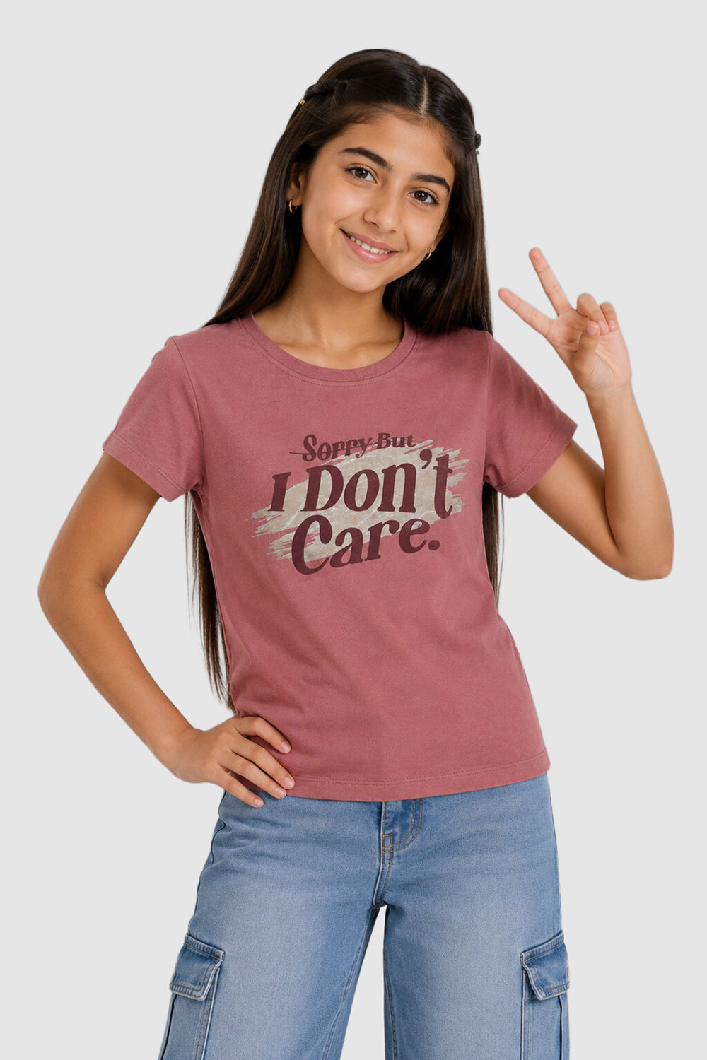 Mauve Graphic Regular Fit T-Shirt For Tweens Girls