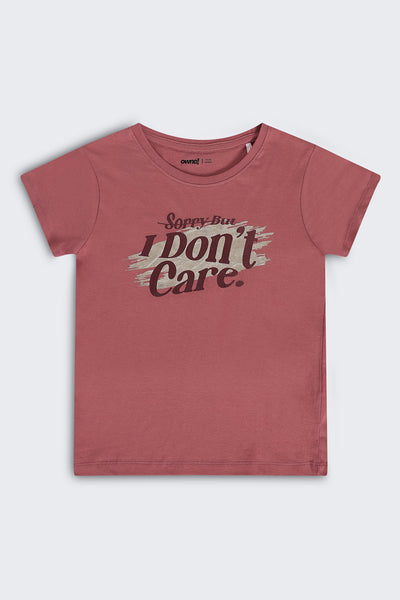 Mauve Graphic Regular Fit T-Shirt For Tweens Girls
