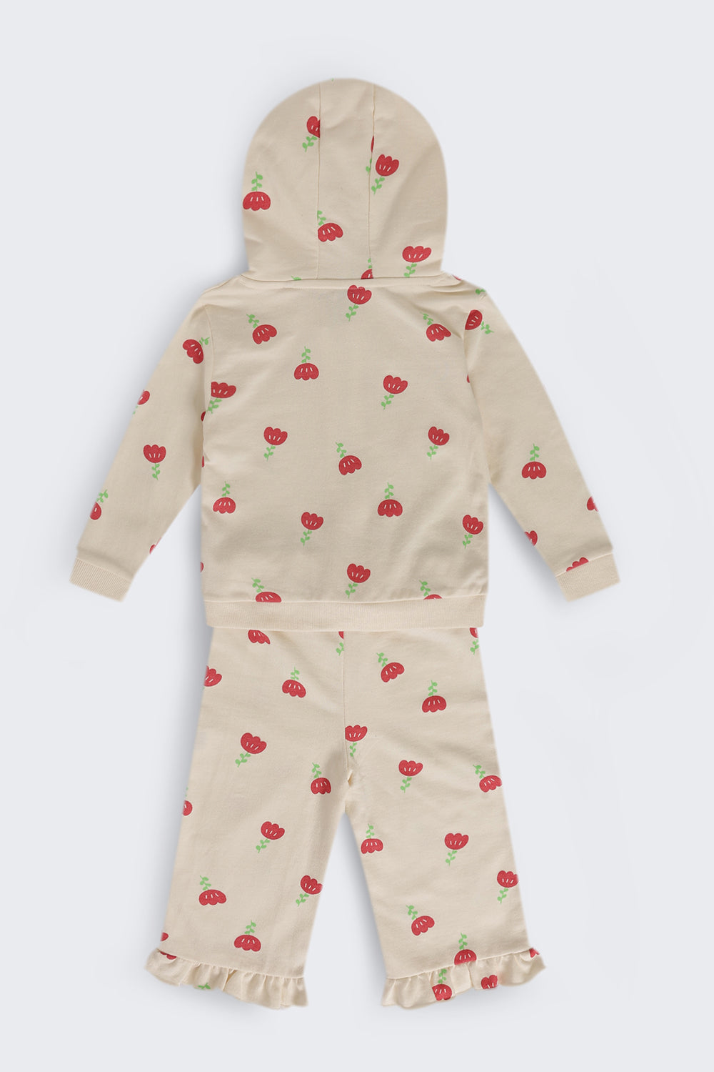 Infant Girls Regular Fit Beige Floral Co-ord Set