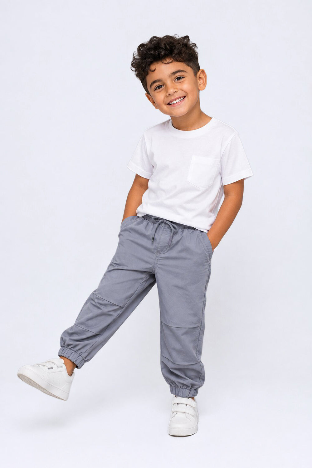 Boys Jogger Fit Grey Solid Jogger
