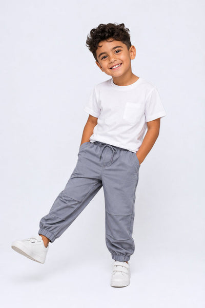 Boys Jogger Fit Grey Solid Jogger