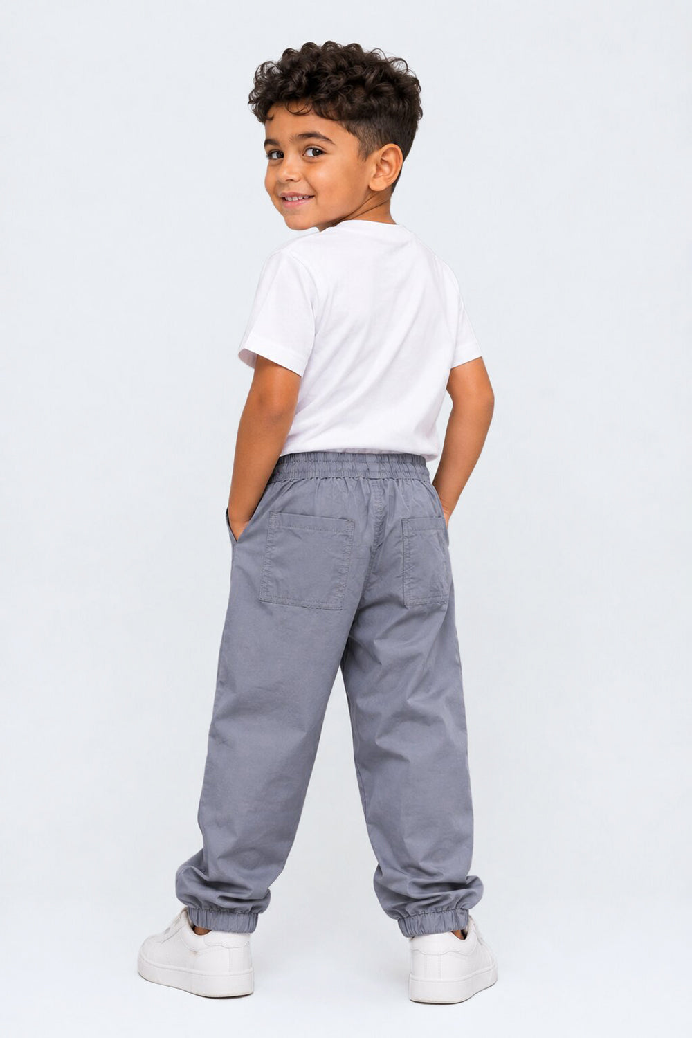 Boys Jogger Fit Grey Solid Jogger