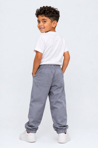 Boys Jogger Fit Grey Solid Jogger
