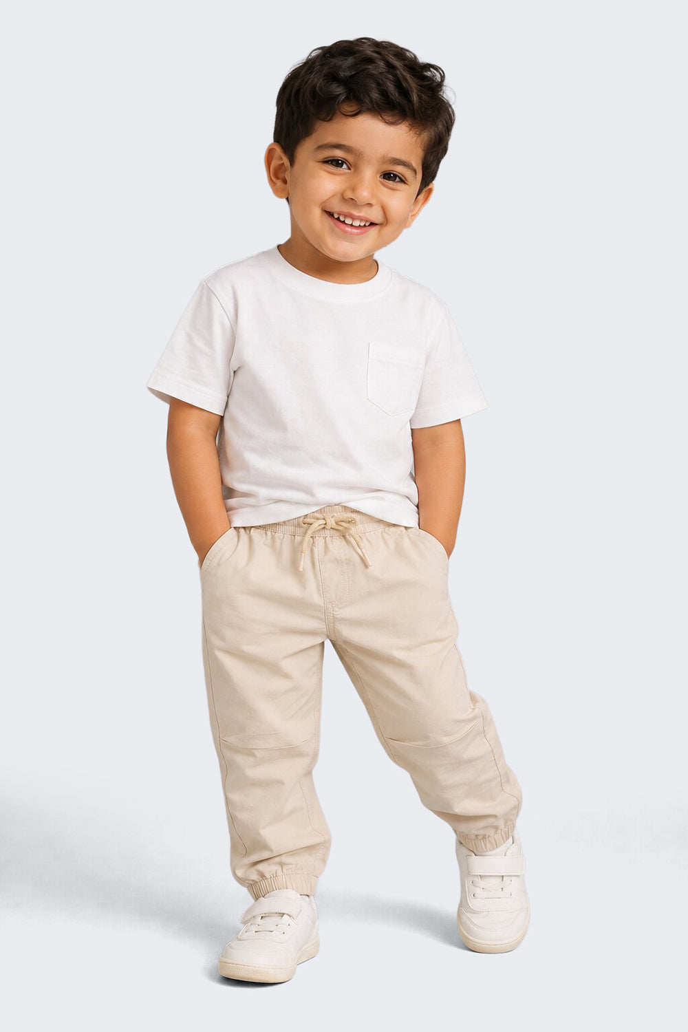 Boys Jogger Fit Beige Solid Jogger