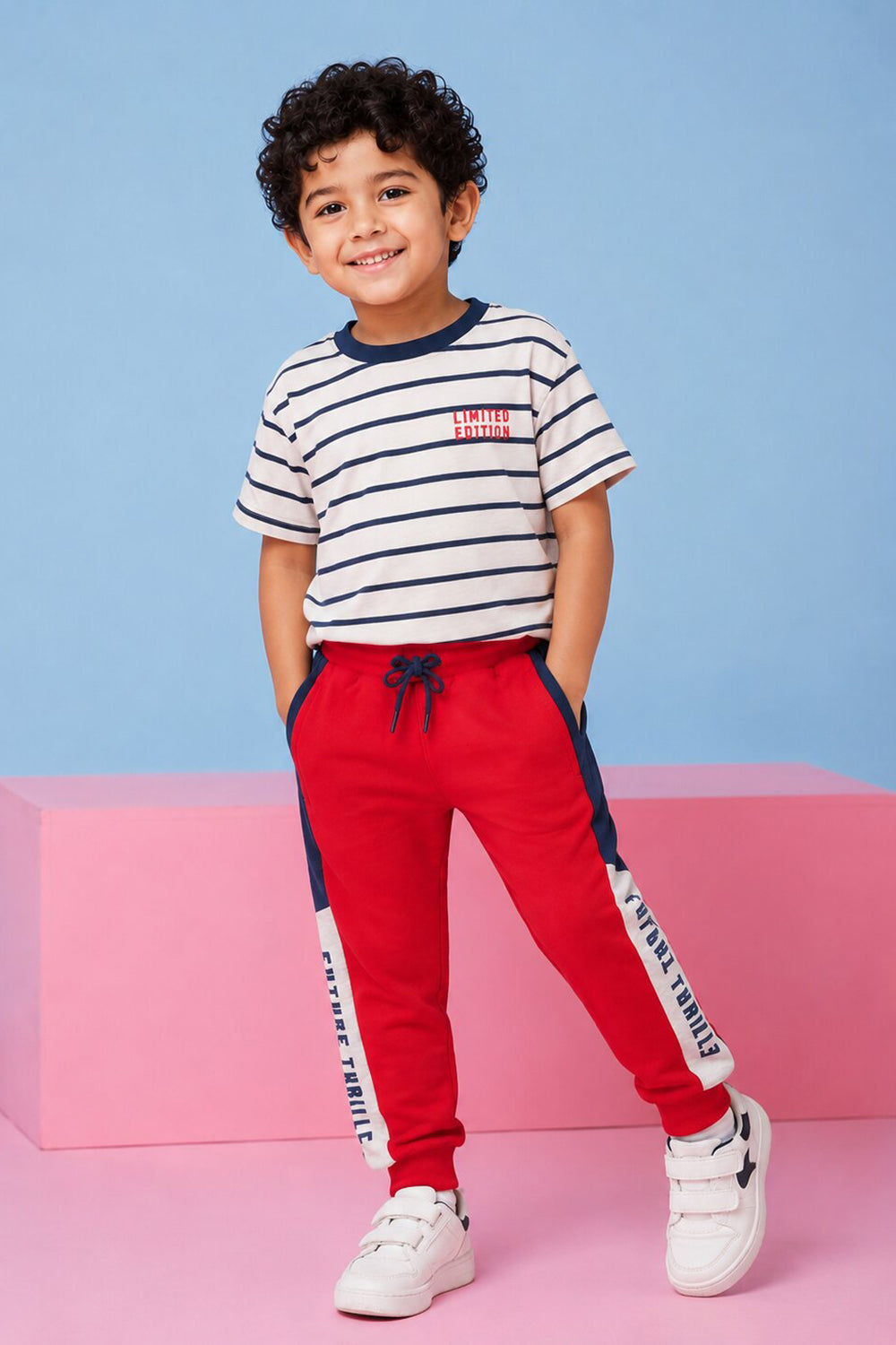 Boys Red Colourblocked Jogger