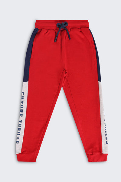 Boys Red Colourblocked Jogger