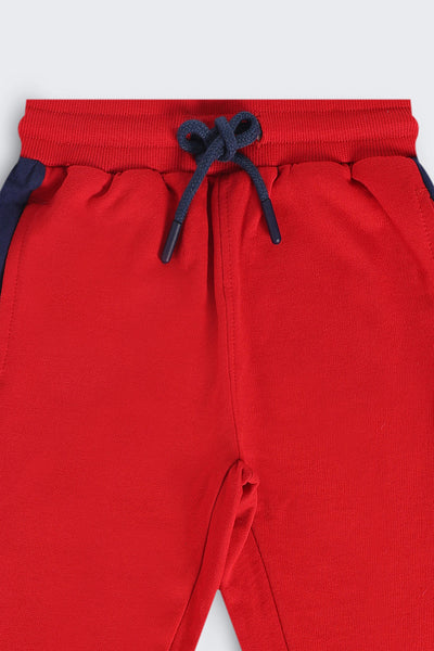 Boys Red Colourblocked Jogger