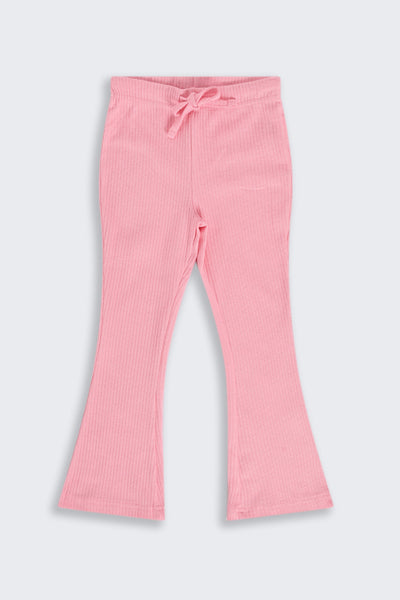 Girls Flared Pink Textured Pant