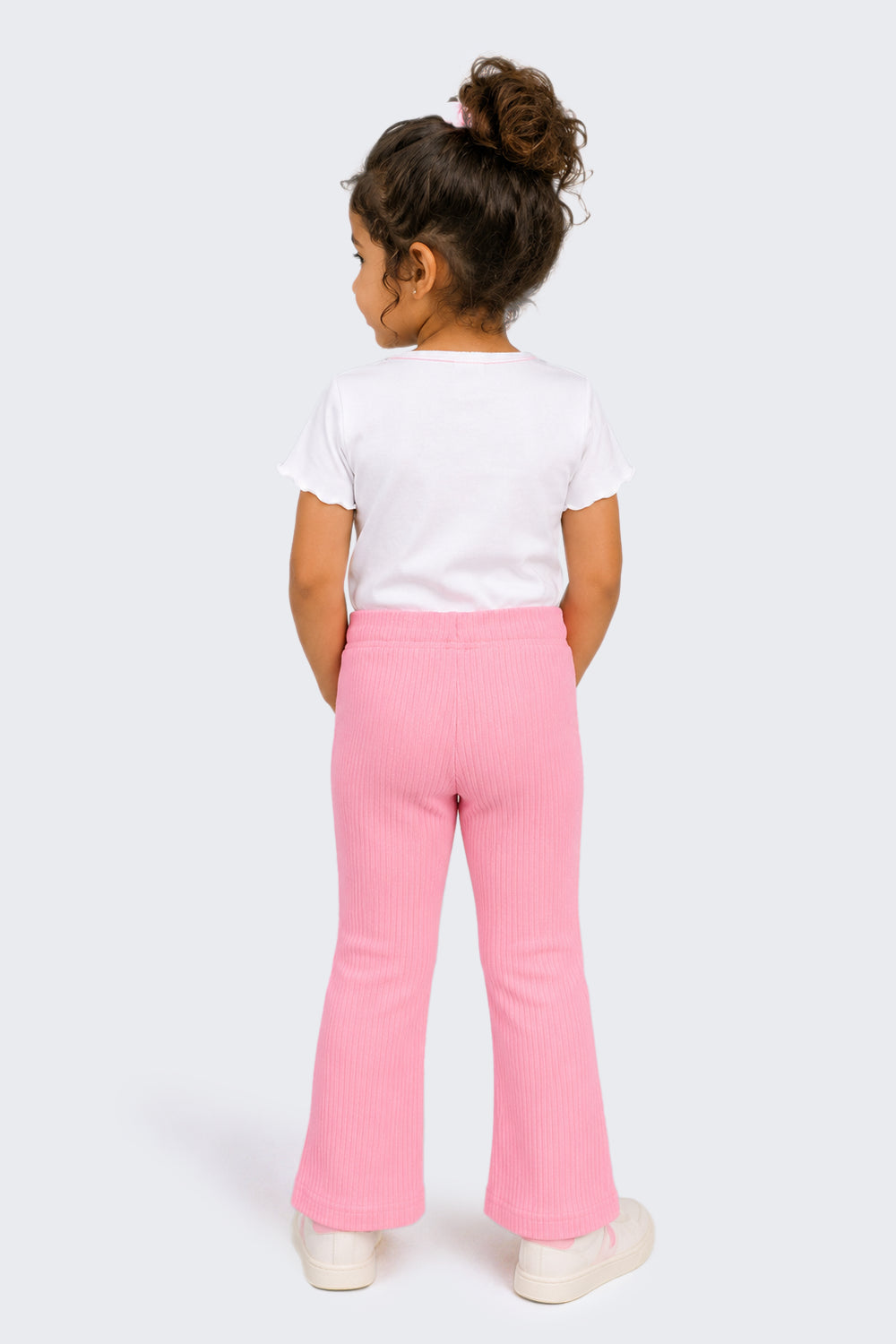 Girls Flared Pink Textured Pant