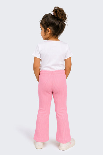 Girls Flared Pink Textured Pant