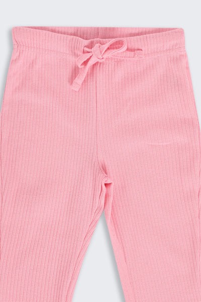 Girls Flared Pink Textured Pant