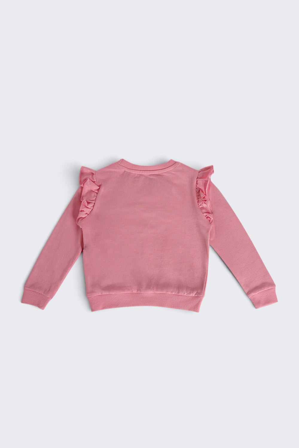 Girls Regular Fit Pink Embroidered Sweatshirt