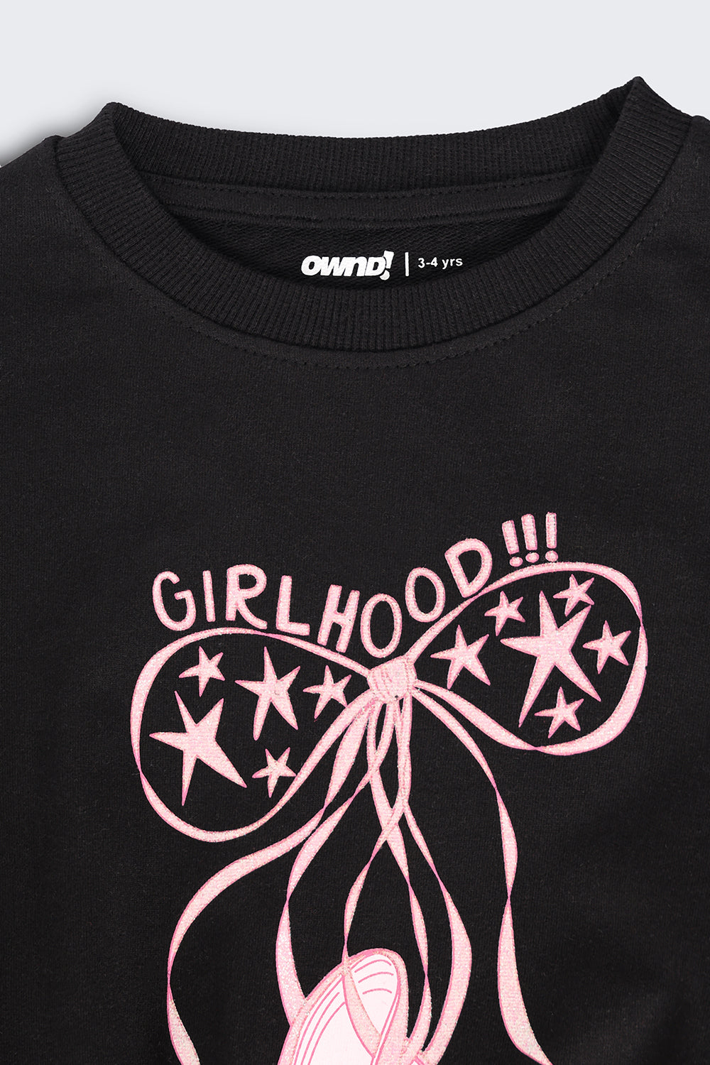 Girls Regular Fit Black Graphic Sweatshirt