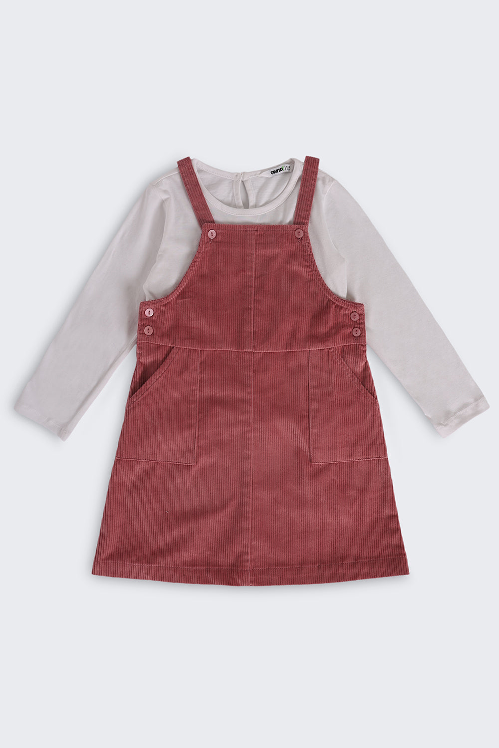 Girls Regular Fit Pink Textured Dungaree and T-Shirt