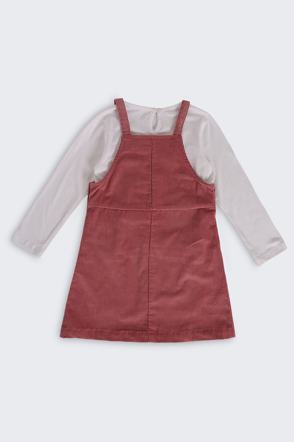 Girls Regular Fit Pink Textured Dungaree and T-Shirt