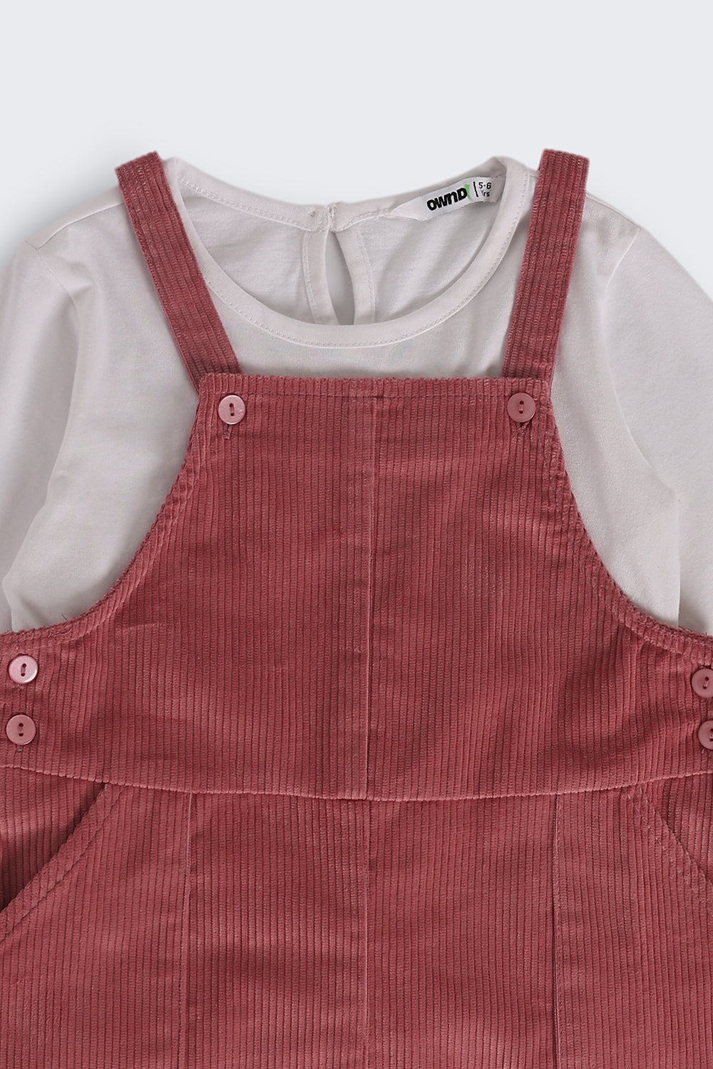 Girls Regular Fit Pink Textured Dungaree and T-Shirt