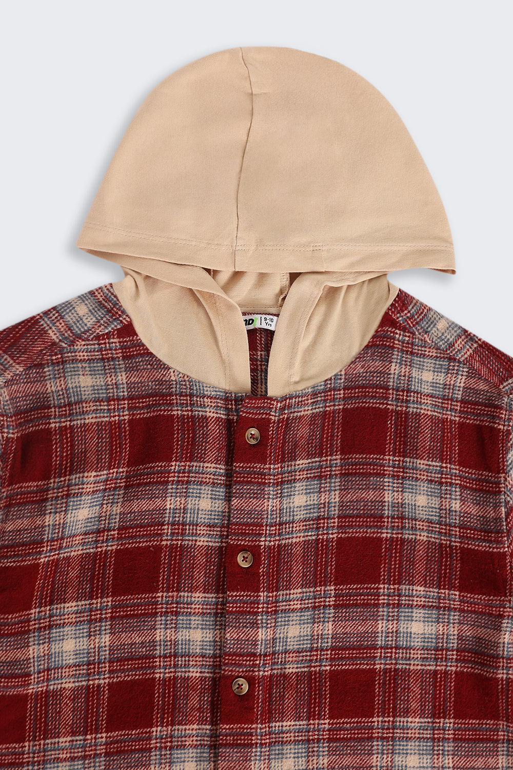 Tweens Boys Regular Fit Red Checked Casual Shirt with Hoodie
