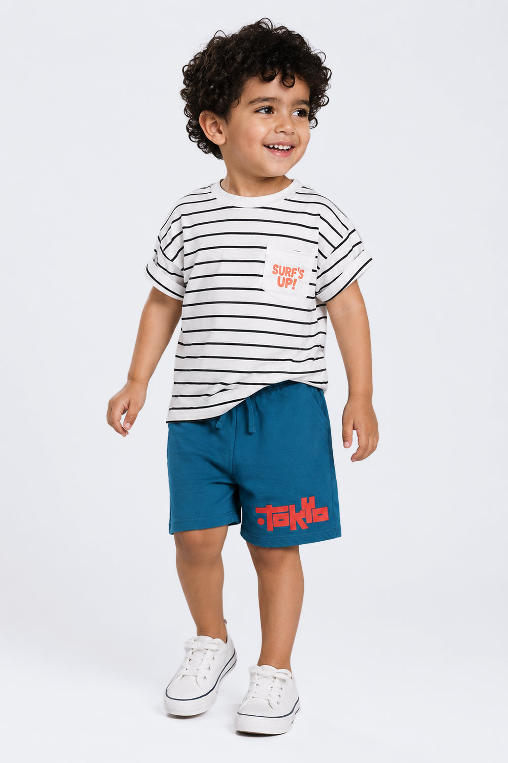 Tweens Boys Regular Fit Blue Placement Design Shorts