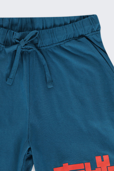 Tweens Boys Regular Fit Blue Placement Design Shorts