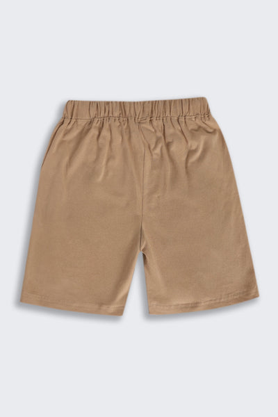 Tweens Boys Regular Fit Beige Placement Design Shorts
