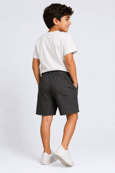 Tweens Boys Regular Fit Grey Placement Design Shorts