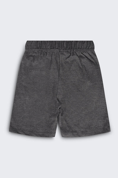 Tweens Boys Regular Fit Grey Placement Design Shorts