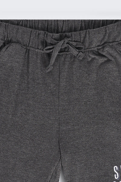 Tweens Boys Regular Fit Grey Placement Design Shorts