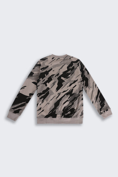 Tweens Boys Regular Fit Grey Tie-Dye Sweatshirt