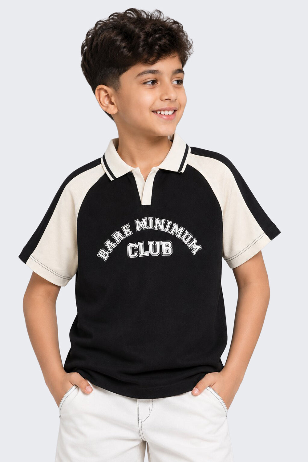 Tweens Boys Regular Fit Black Placement Design T-Shirt