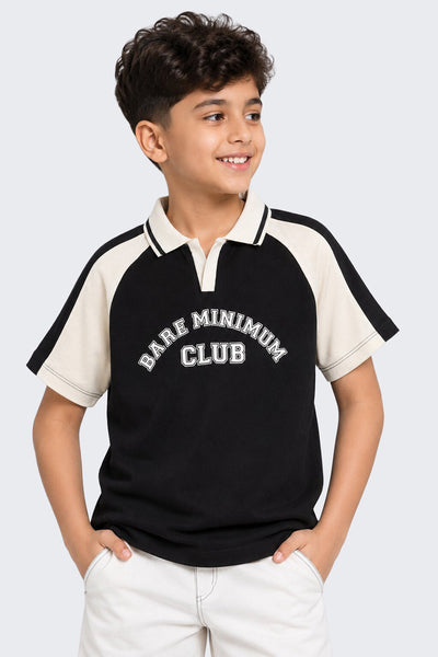 Tweens Boys Regular Fit Black Placement Design T-Shirt