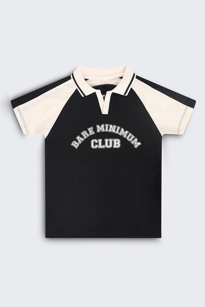 Tweens Boys Regular Fit Black Placement Design T-Shirt