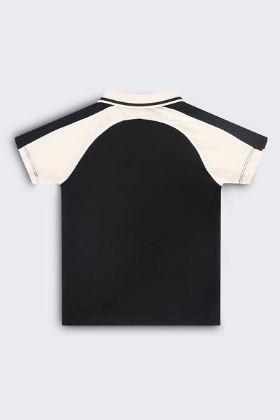 Tweens Boys Regular Fit Black Placement Design T-Shirt