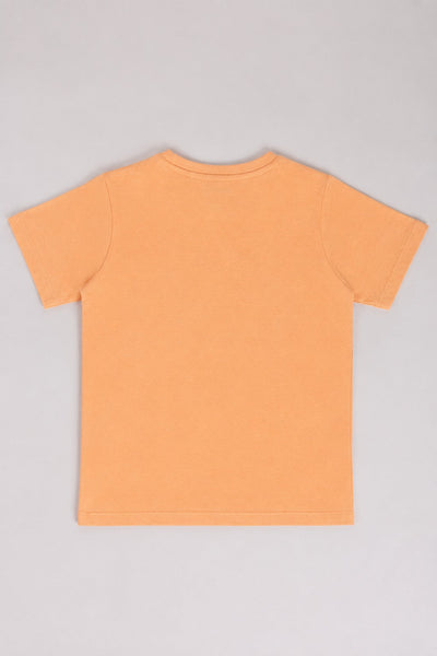 Tweens Boys Regular Fit Peach Graphic T-Shirt