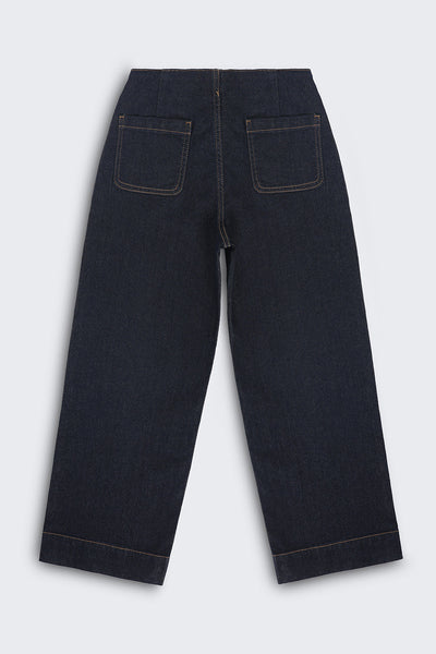 Tweens Girls Wide Leg Fit Navy Solid Jeans