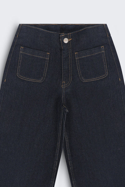 Tweens Girls Wide Leg Fit Navy Solid Jeans