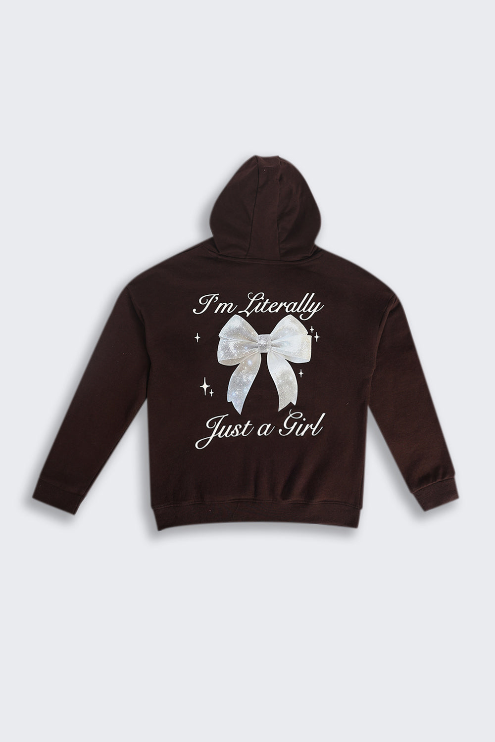 Tweens Girls Brown Placement Design Hooded Sweatshirt